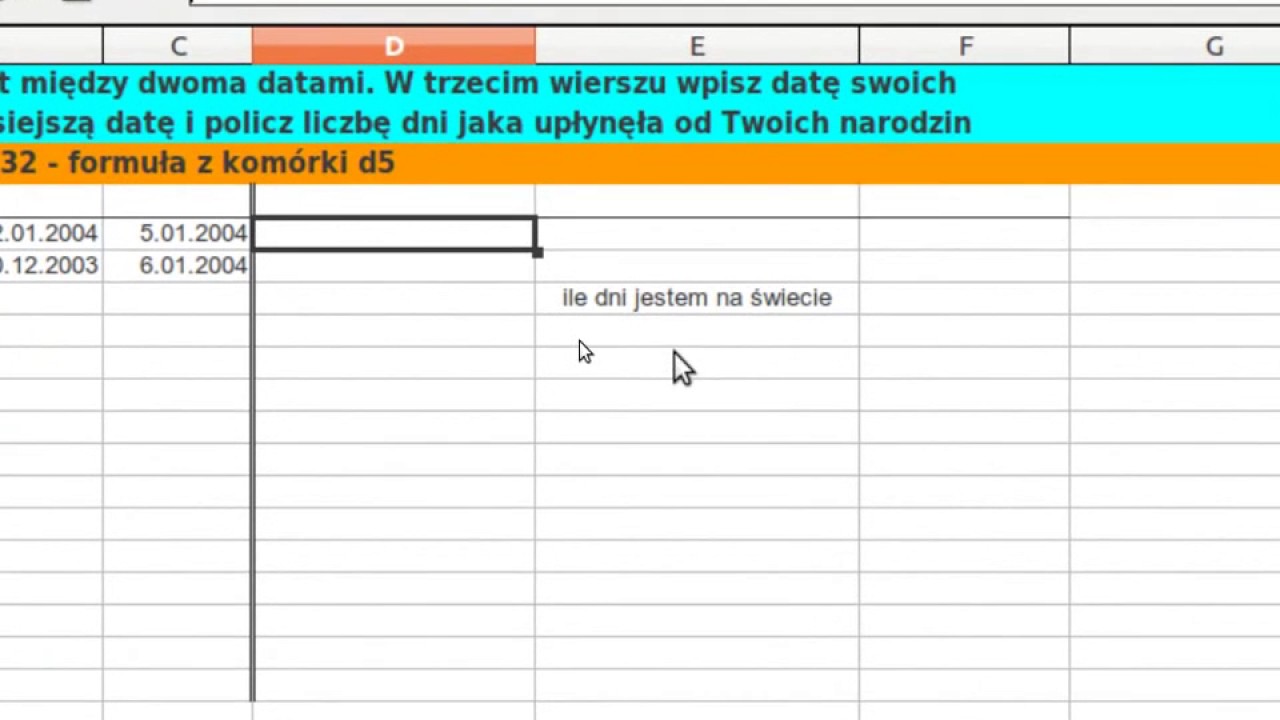 Sprawdzian Obliczenia W Arkuszu Kalkulacyjnym Arkusz kalkulacyjny zestaw 12 data i czas - YouTube