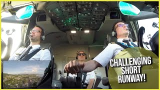 B787 Captain Laurent and F/Os Vince and Gerome: FULL FOCUS for CHALLENGING short Runway! [AirClips]