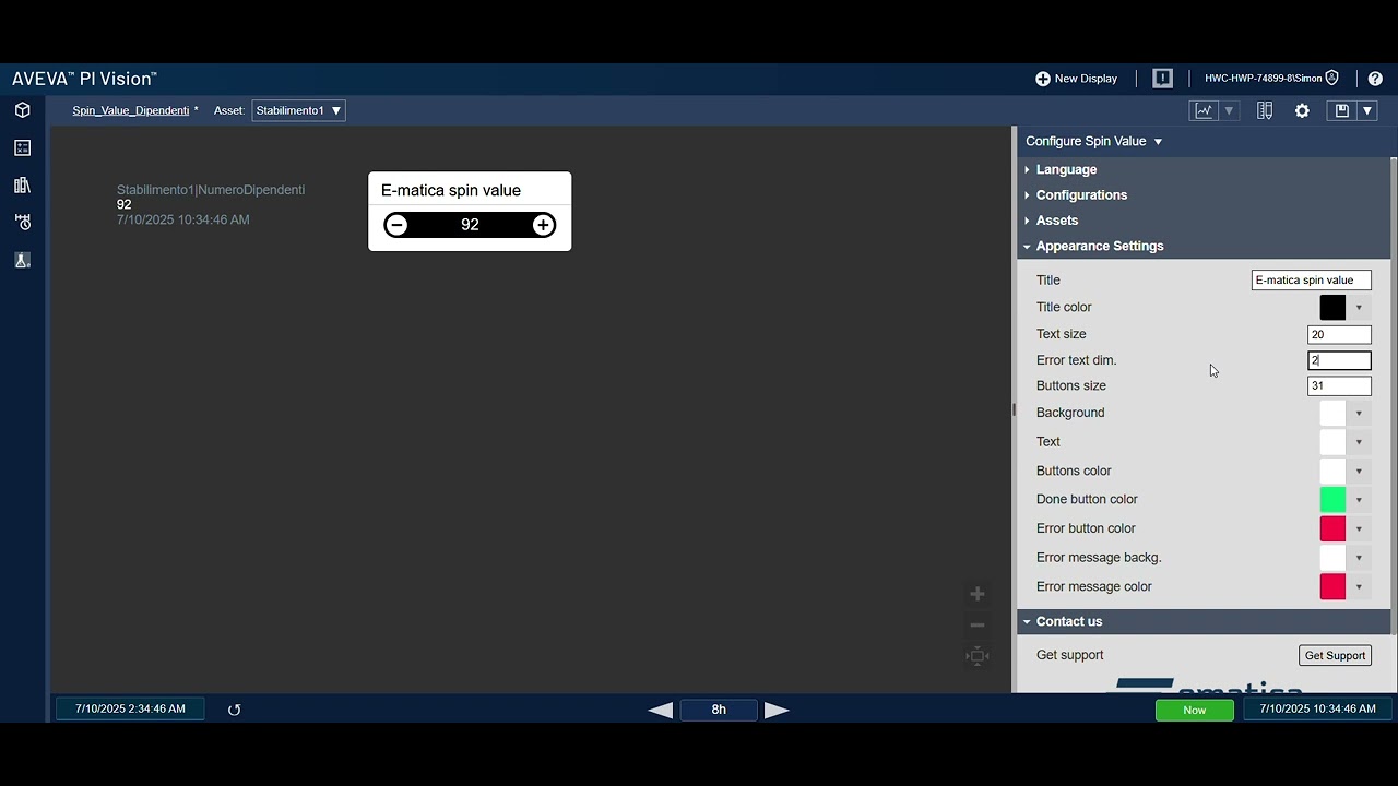 Ematica PI Vision Widget − Spin Value - YouTube