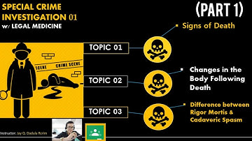 SIGNS OF DEATH / CHANGES IN THE BODY ff. DEATH / DIFFERENCE BETWEEN RIGOR MORTIS & CADAVERIC SPASM