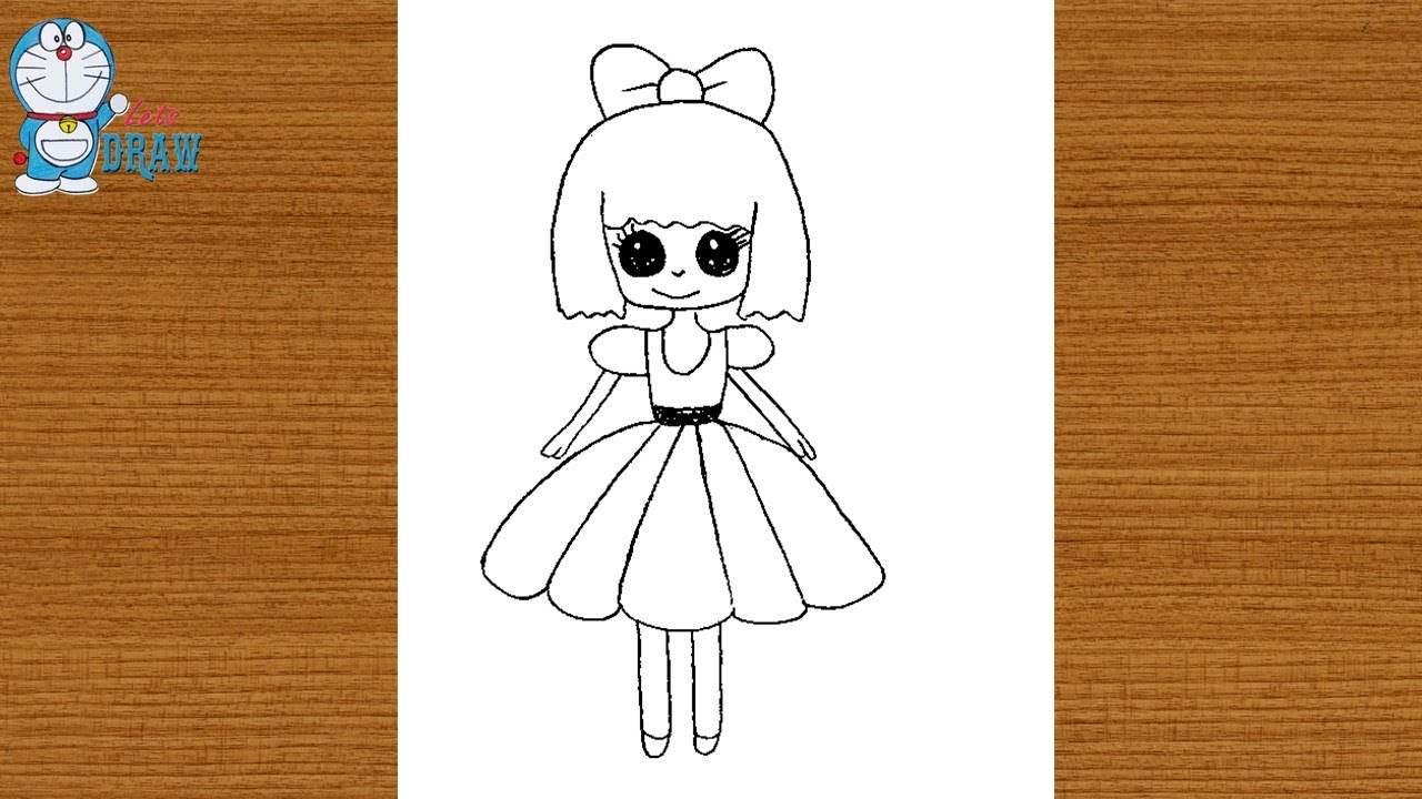 How to make a simple sketch of a cute doll||outline art master ...