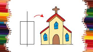 Cómo dibujar una Iglesia | Dibujos fáciles | Doovi