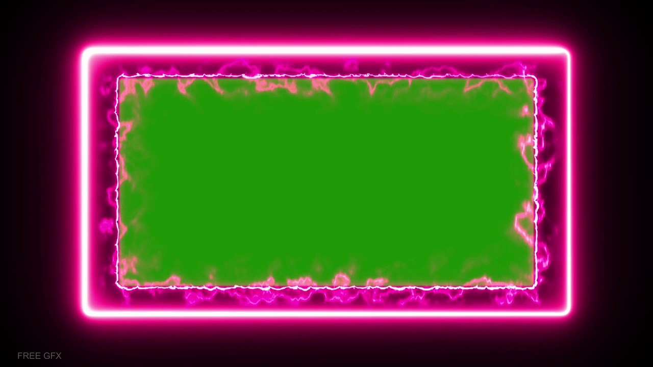 pink neon glow video frame green screen 