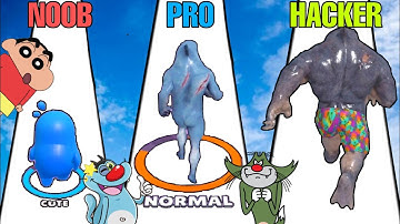 NOOB vs PRO vs HACKER In Monster Evolution | Oggy, Shinchan Jack & Bob |