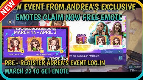 ANDREAS EXCLUSIVE EMOTES CLAIM NOW | PRE- REGISTER NOW TO CLAIM ADREAS SECRET SURPRISE ON MARCH MLBB