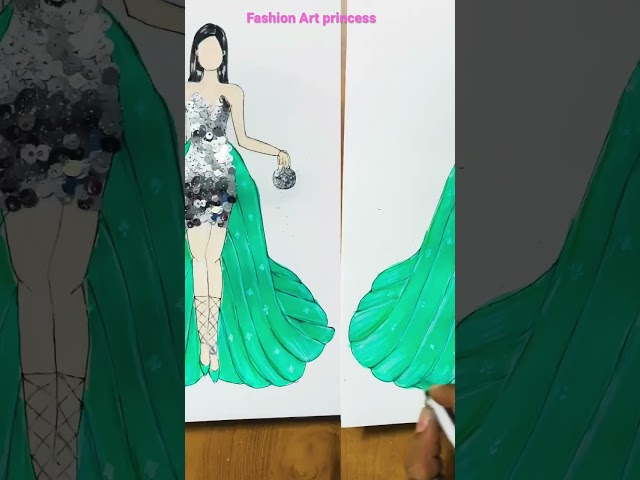 Glitter dress #fashion illustration #Shorts #Satisfiyingart #drawing