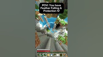 Surviving a 100 Block Fall in Minecraft with Feather Falling IV 😳💀