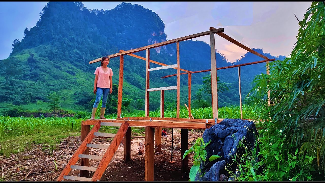 Building a Wooden House / Off Grid Log Cabin / Tniy House / Shelter ...