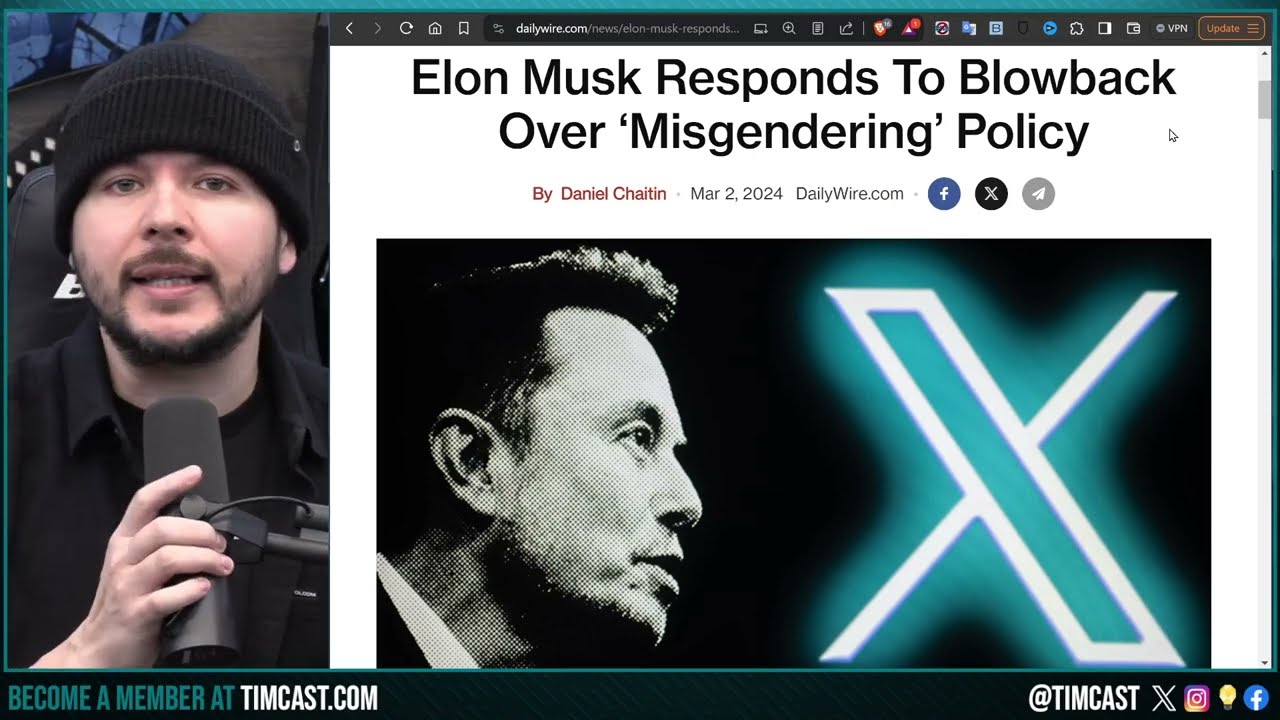 Elon Musk Responds To Timcast SUSPENDING ADS Over Misgendering Policy, Pronoun Rules STILL In Place
