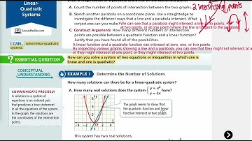 EnVision Algebra 2 Lesson 2-7: Linear-Quadratic Systems - Explore & Reason, Example 1