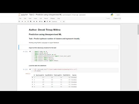 Task 2 Prediction using Unsupervised ML Jupyter Notebook TSF