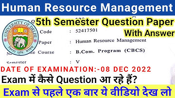 Human Resource Management 5th Semester Question Paper | Bcom Prog Human Resource Management Question