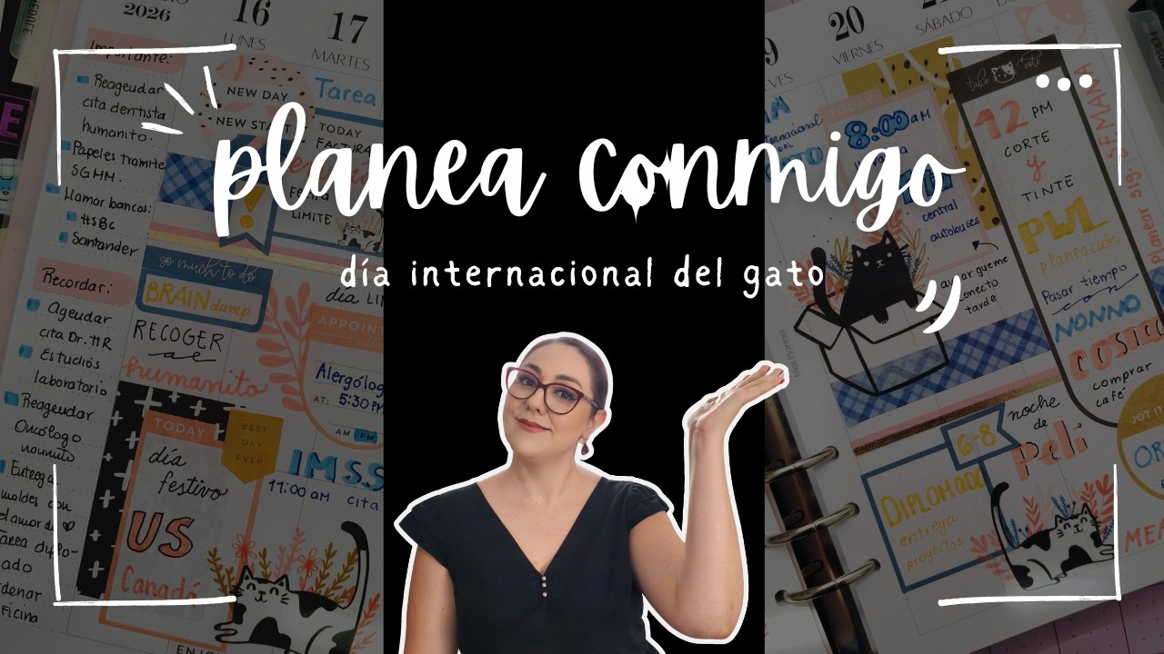 PLAN WITH ME 🐱 | Decoración de agenda A5 con temática de gatitos + Día Internacional del Gato