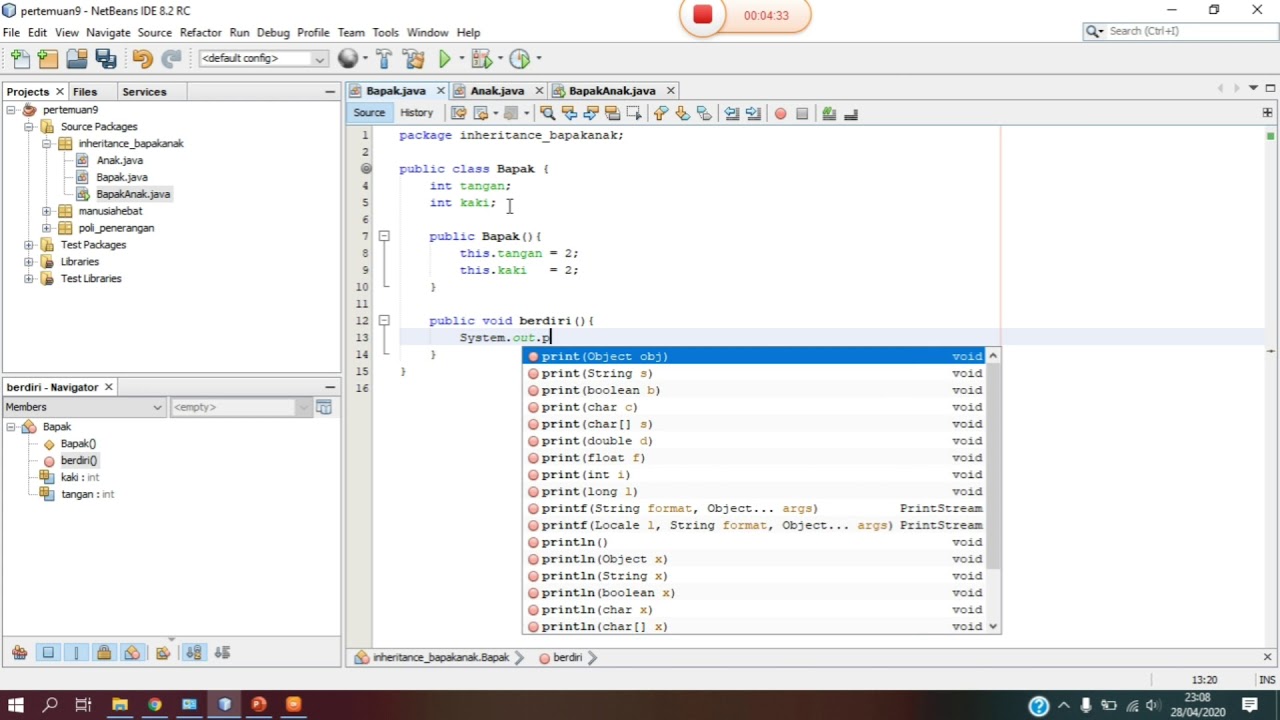 Java Inheritance Netbeans Cara membuat inheritance pada class bapakanak menggunakan aplikasi ...