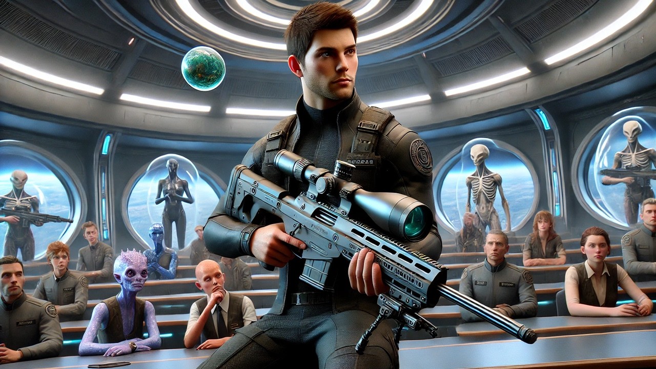 Торговец инопланетным оружием смеялся над «примитивным» земным оружием — пока человек не попросил...