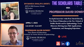 PhD Application Masterclass with Professor Dowdy of Johns Hopkins