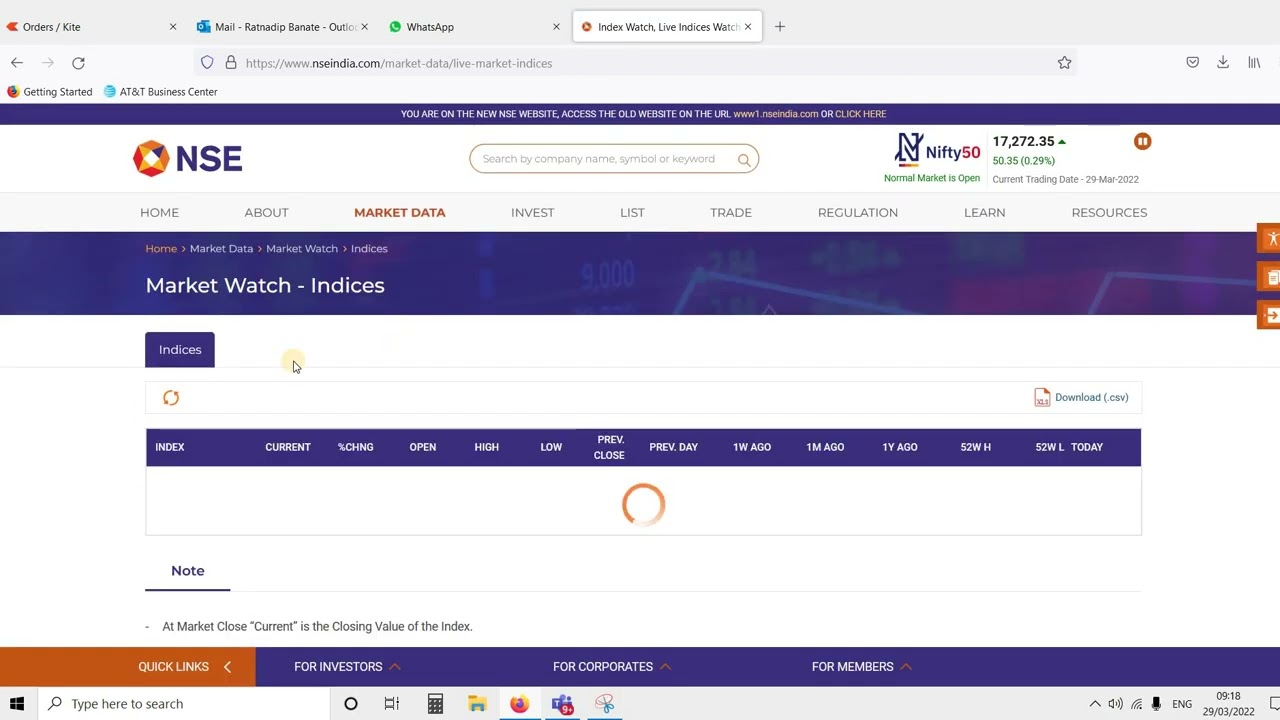 how to check nifty 50 stocks on NSE Website