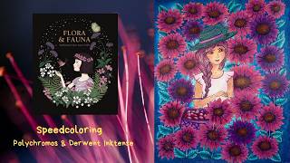 Speed Coloring | Flower Girl | Polychromos and Derwent Inktense basing