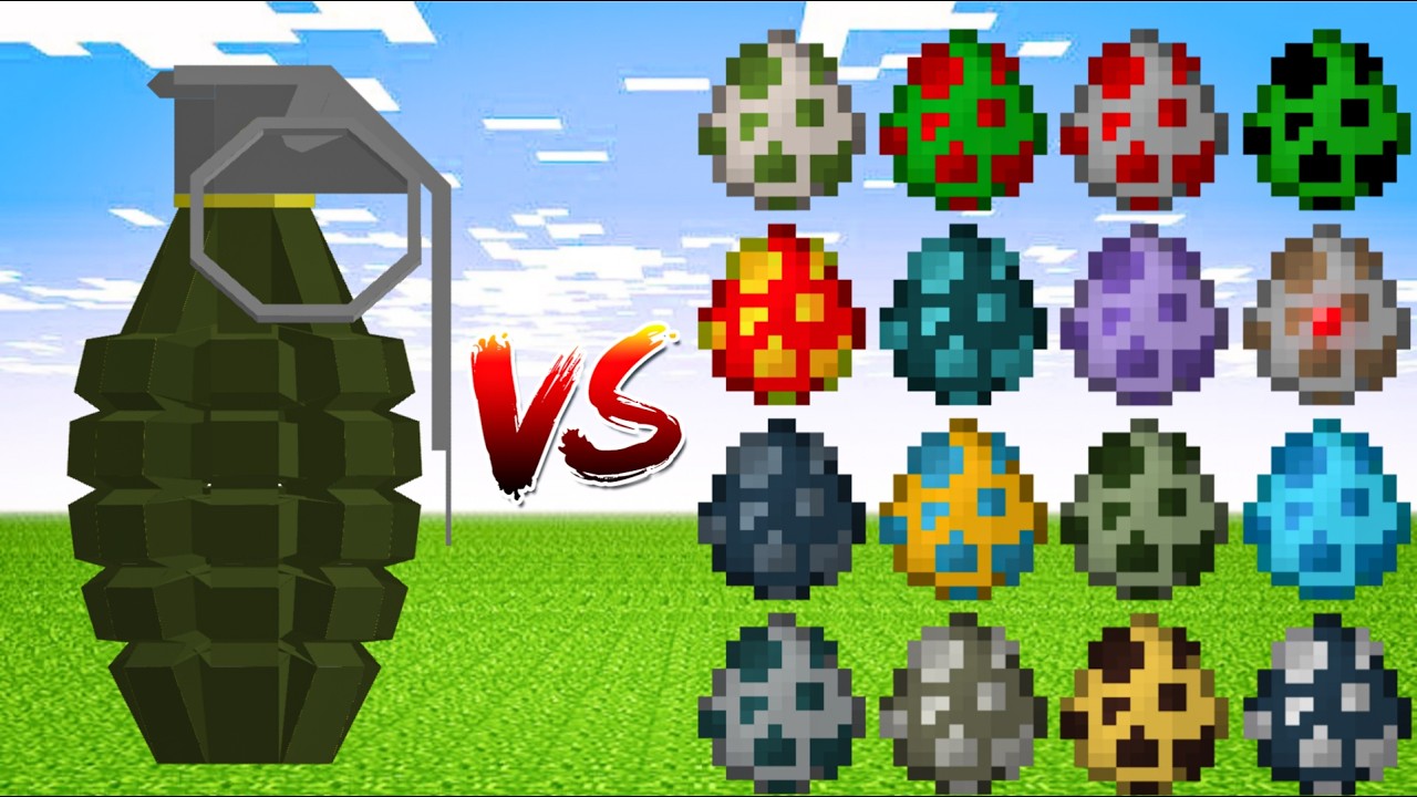 Hand Grenade vs All Spawn Egg | Minecraft!