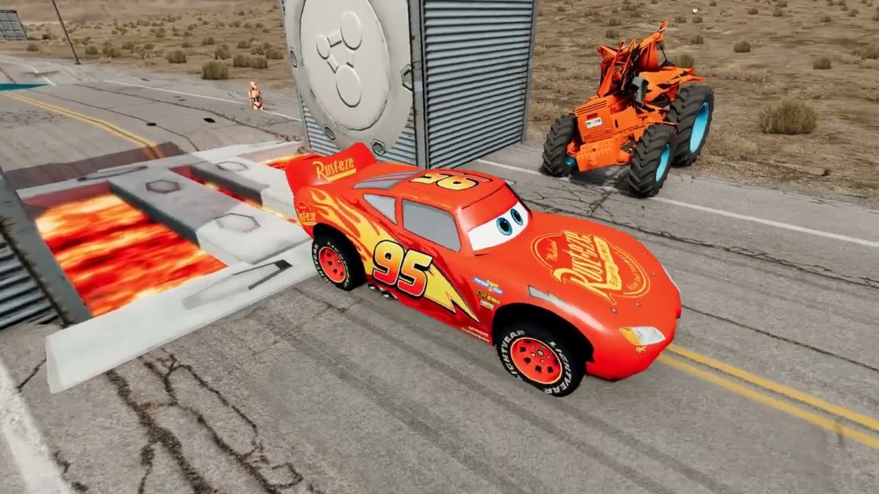 Flatbed Truck McQueen | Transportation with Truck - Pothole vs Car # | BeamNG.Drive Gameplay