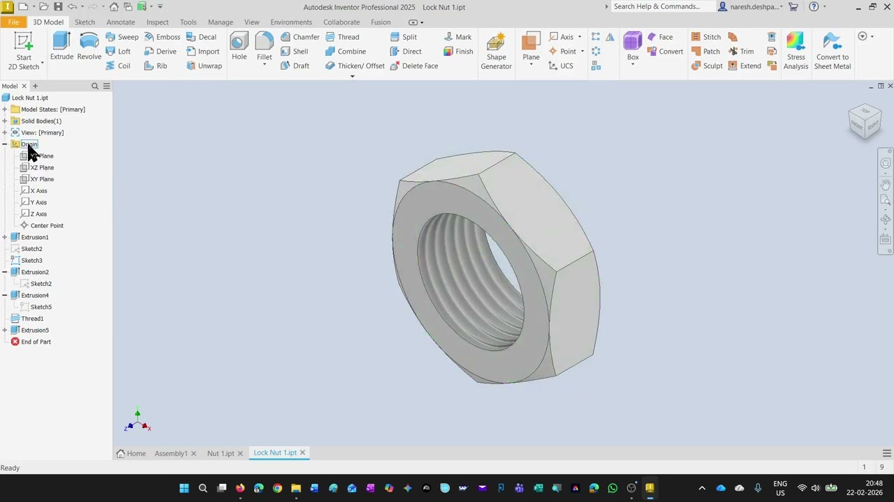 Assembly 8 Locknut constrained
