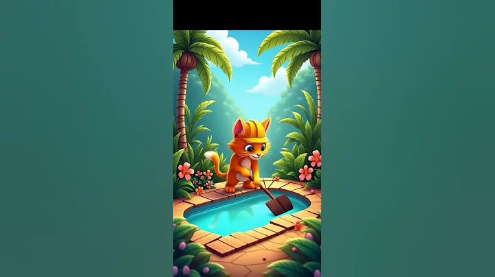 Watch the video about Orange Cat Builds Jungle Pool and Takes a Bath!#shorts #shortsfeed #swimming #junglecat #shortvideo