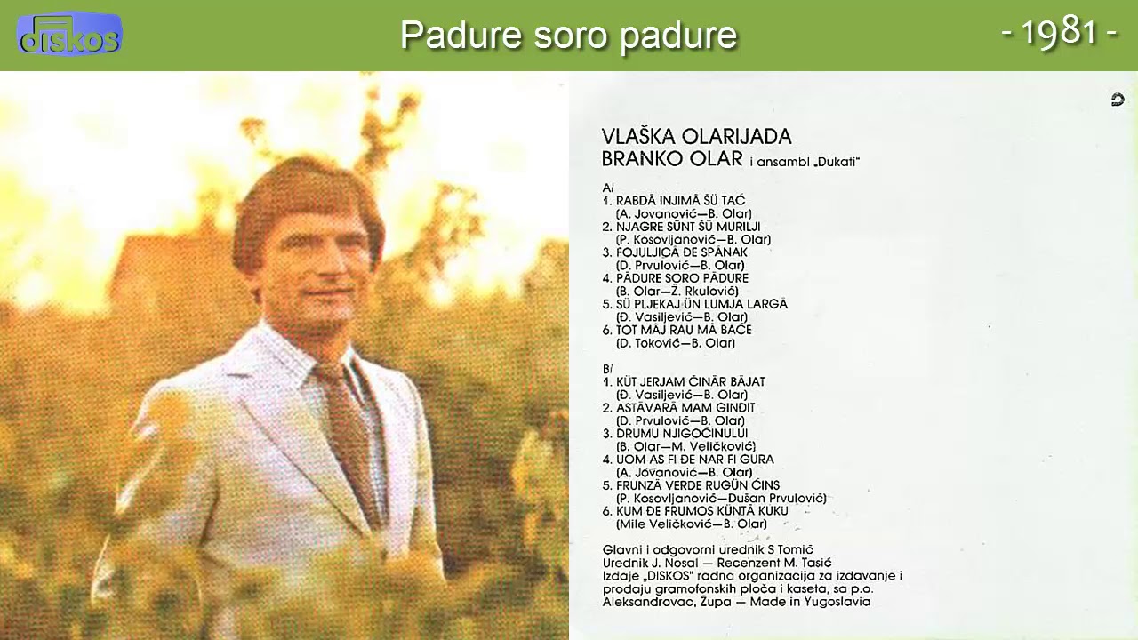 Branko Olar - Padure soro padure - (Audio 1981)