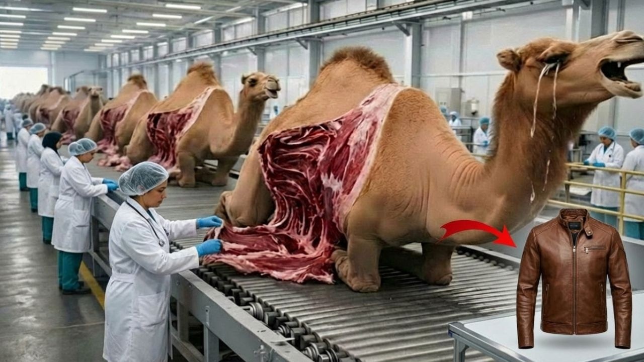 Camel Processing Inside a Luxury Camel Skin Factory | Premium Jacket Full Heavy Machine ...