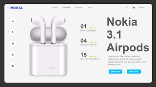 UXUI design of Nokia airpods landing page webpage in html and CSS only