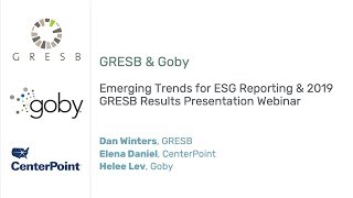 2019 GRESB Results & Emerging Trends for ESG Reporting