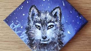wolf acrylic painting tutorial easy 1