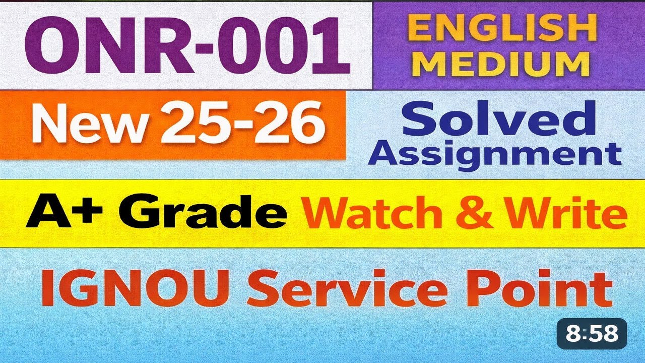 ONR-001 Solved Assignment 2025-26 in Hindi | IGNOU Full PDF | A+ Grade 