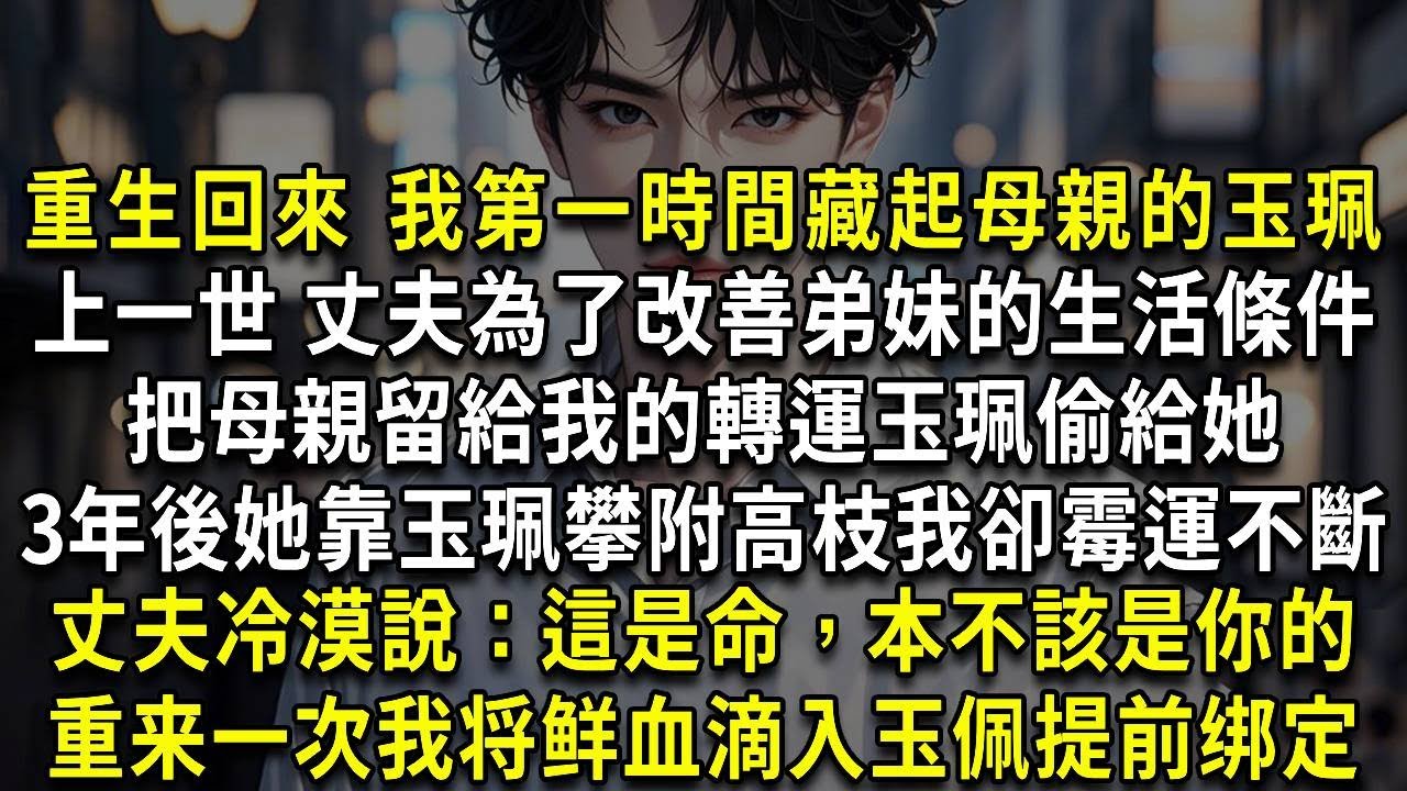 重生回來 我第一時間藏起母親的玉珮，上一世 丈夫為了改善弟妹的生活條件把母親留給我的轉運玉珮偷給她3年後她靠玉珮攀附高枝 我卻霉運不斷丈夫冷漠說：這是命，本不該是你的#小說#推文#新題材#爽文#復仇