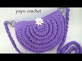 كروشية شنطة كروس دائرية سهلة ب 2 جيب للمبتدئين + شرح طريقة عمل البطانة - crochet bag #يويو_كروشية#