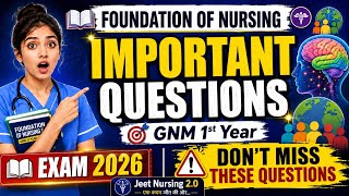 Foundation of Nursing Important Questions | GNM 1st year Important Questions | FON Important #gnm