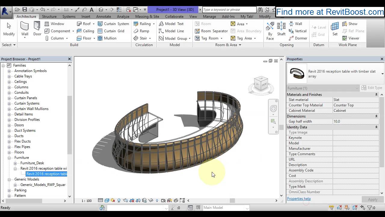 Revit User Instruction Reception Table With Timber Slat Array