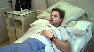 Alex Thomson talks after coming out of emergency surgery to remove his appendix