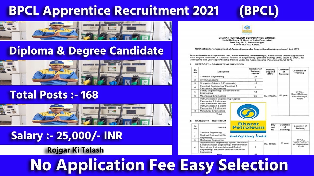 BPCL Apprentice Recruitment 2021 | BPCL Recruitment 2021 Kochi Refinery