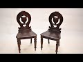 Pair Mid Victorian Hall Chairs Mahogany 1840