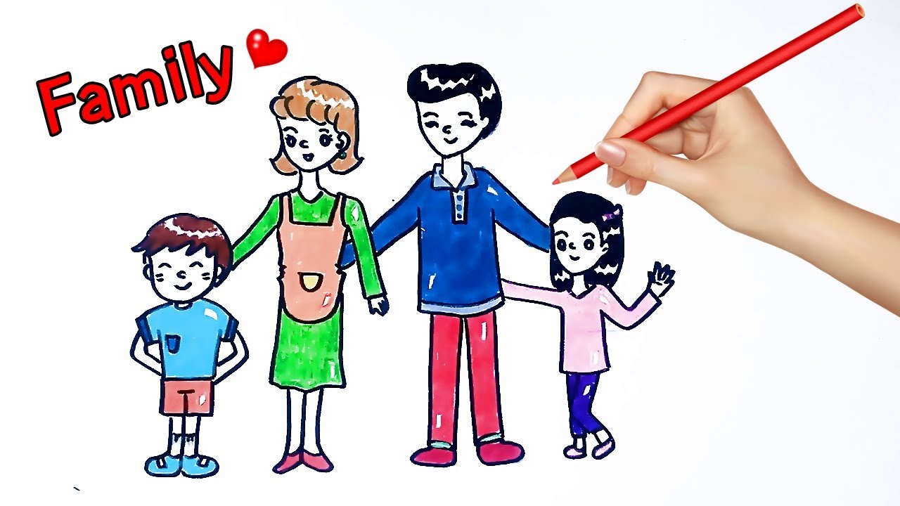 How To Draw Family. Draw Father, Mother , Son ,Daughter วาดรูปครอบครัว พ่อ  แม่ ลูก ครอบครัวของฉัน - Youtube