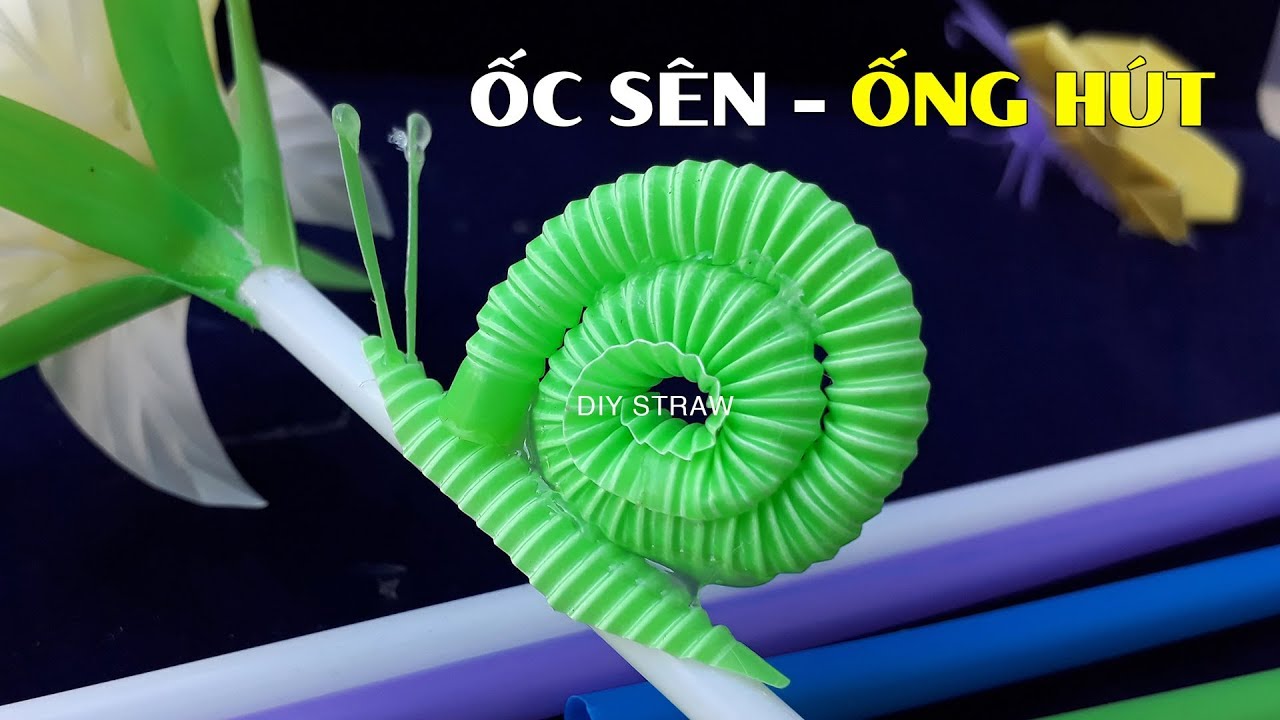 Cách làm con ốc sên từ ống hút trang trí chậu hoa ống hút -making straw snail DIY Ống Hút