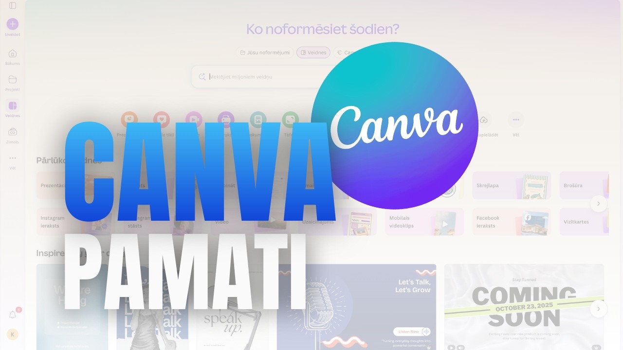 Canva platformas pamati - demonstrācija no Katrīnas Malacanovas