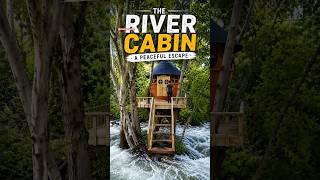 This Cabin Sits Above a Raging River! 😲🌊🏡 #bushcraft #survival #outdoors #cabinbuild #shorts