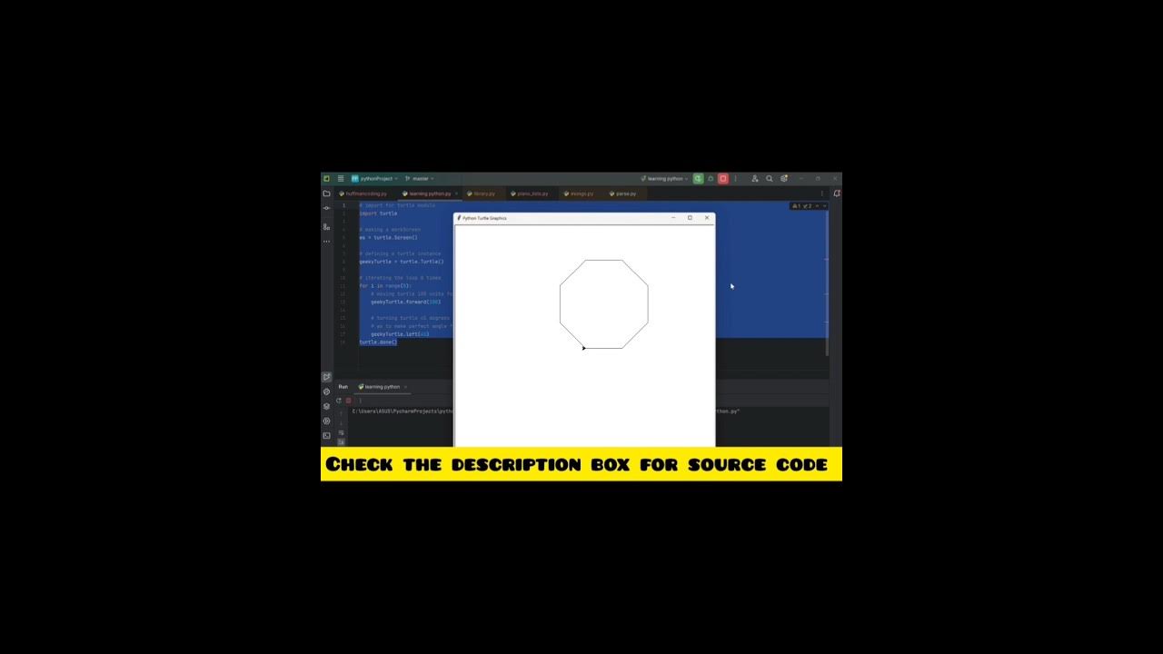 Hexagon in python turtle - YouTube