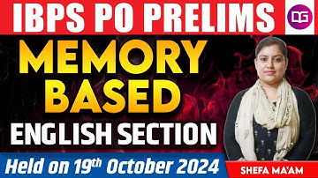 IBPS PO PRELIMS 2025 | IBPS PO English Memory Based Paper 2024  | By Shefa Ma