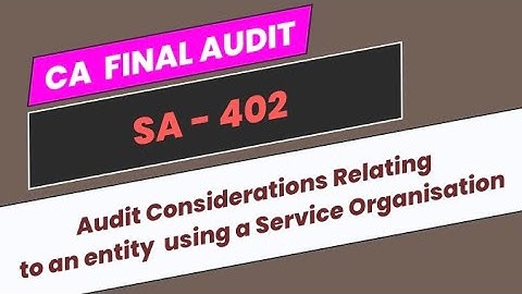 SA-402 | Audit Considerations relating to an entity using a service organisation | CA Final Audit