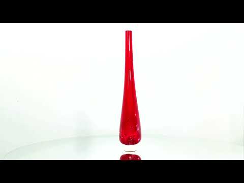 STILLA Vaso rosso moderno alto in vetro murano Video