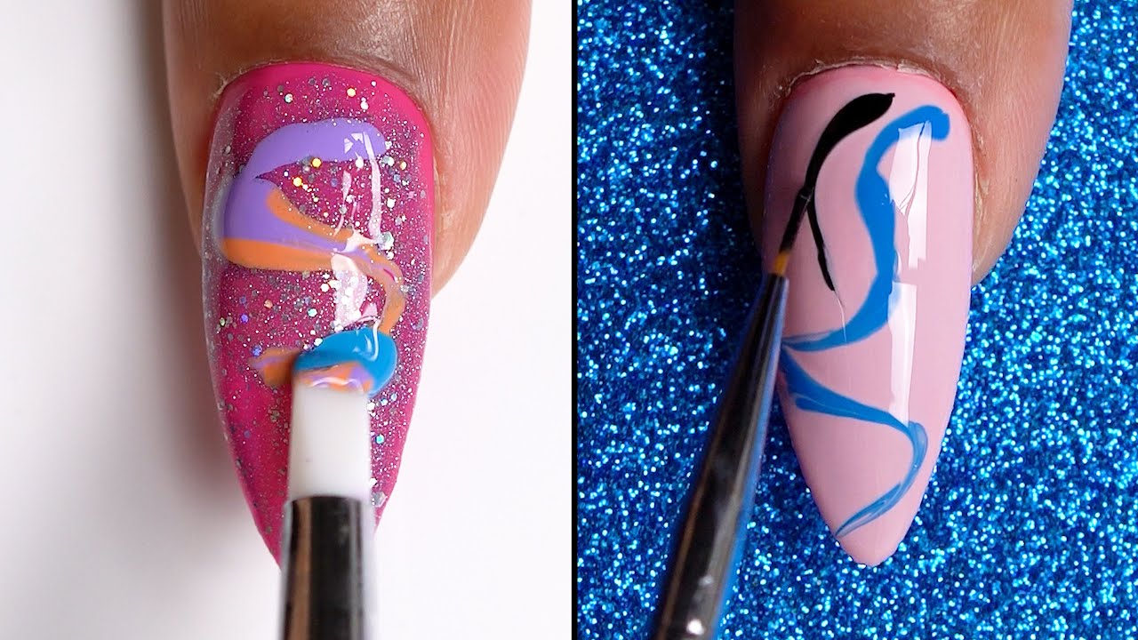 trendy nail art 2023 Easy Beginner Drag Marble Nail Art Compilation