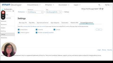 Inside the Intuit Developer Portal - App Settings