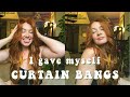 I GAVE MYSELF CURTAIN BANGS | Cutting My Hair at Home